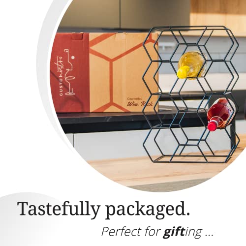 Gusto Nostro Countertop Wine Rack - 14 Bottle Freestanding Modern Black Metal Small - 3 Tier Tabletop Wine Holder Stand for Cabinet, Pantry - Wine Racks Countertop - No Assembly Required - color: Black, size: 14 Bottles