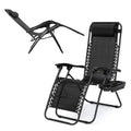 Zero Gravity Lounge Chair Adjustable Outdoor Reclining Chair Folding Patio Anti-Gravity Indoor Outdoor Lounge Chair w/Pillow, Cup Holder (One Chair - Black) - color: One Chair - Black