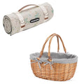 Picnic Outdoor Blankets Waterproof Extra Large - Beach Mat Foldable with Carry Strap Camping Woodchip Picnic Basket with Double Folding Handles, Natural Woven Basket, Gift Packing Woven Basket