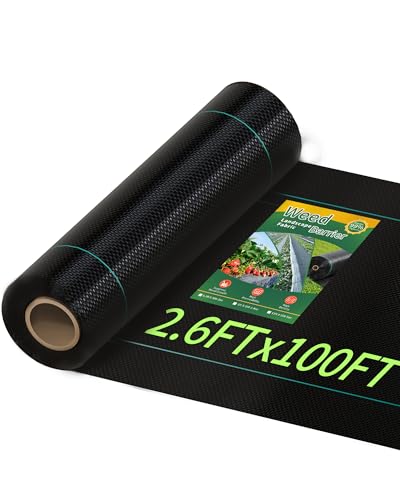 Pterying 2.6ftx100ft Weed Barrier Landscape Fabric Heavy Duty, Premium Garden Geotextile Fabric Weed Blocker for Driveway Mats Erosion Control, Weed Control Garden Cloth Ground Cover - size: 2.6FTx100FT