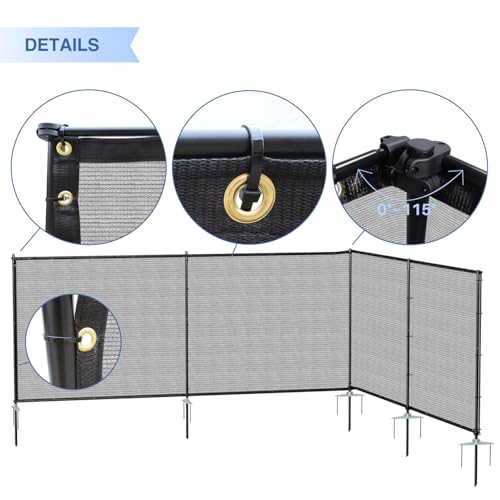 E&K 5'x2' Outdoor Privacy Screen Fence Panel Freestanding Backyard Patio Privacy Pool Fencing Temporary Garden Dog Fence with Iron Poles and Rails (Light Gray) - color: Gray, size: 5'x2'