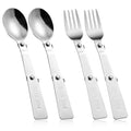 4pcs Foldable Fork and Spoon Set, Stainless Steel Folding Spoon and Fork Portable Tableware for Outdoors Travel Camping Replacement Utensils Compatible with Thermos Funtainer 16oz Food Jar