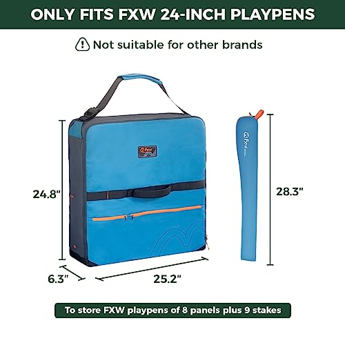 FXW Specialized Dog Playpen Storage Bag (Not Suitable for Other Brands), Designed for RV Trips, Fits 24" H 8 Panels and 9 Stakes, 1 Pack│Patented - color: Blue, size: 24 inch(1 Pack)