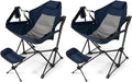 HAPPYGRILL 2-Pack Hammock Camping Chair, Outdoor Folding Swinging Chair with Retractable Footrest, Head Pillow, Carrying Bag Included, Portable Lightweight Rocking Chair for Camping Fishing Picnic - color: Navy 2 Pack