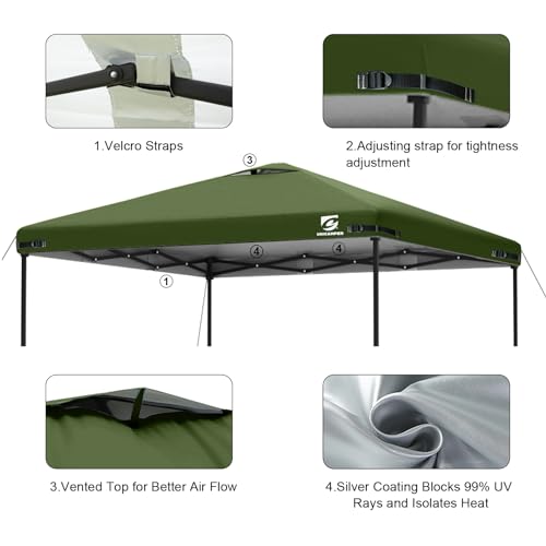 10x10 Pop Up Canopy Replacement Top Cover with Air Vent for Straight Leg Canopy Tent, Waterproof for Outdoor Garden Patio Camping Sun Shade(Frame NOT INCUDE) (Military Green) - color: Military Green-2PCS