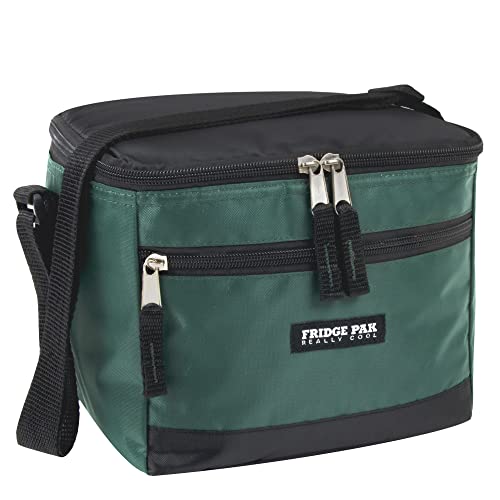 6 Can Cooler Bags Insulated Soft Cooler Lunch Bag for Men, Waterproof Leak Proof Cooler Bags Insulated - color: Black on Green