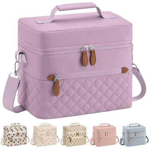 Tenot Insulated Lunch Box for Women Reusable, Leak Proof Cooler Lunch Bag Women for Work Stylish Quilted Lunch Tote Bag for Adult Picnic Travel Hiking Purple - color: Purple