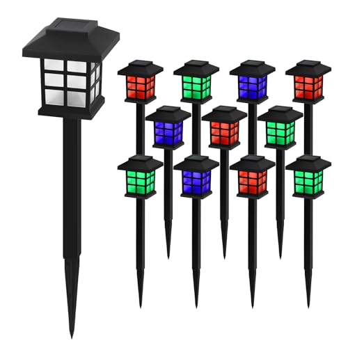 Sunexinlo 12-Pack Solar Walkway Lights,Solar Pathway Lights Outdoor, Auto Charge/Discharge Ground Lamp, Solar Outdoor Lights for Yard, Pathway, Driveway, Pool & Patio Decoration (Colorful) - color: Colorful