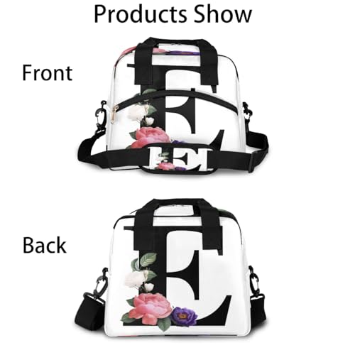 Letter E Insulated Lunch Bag for Women Men Reusable Waterproof Lunch Box Cooler Tote Bag One shoulder portable meal bag Portable Adult Lunchbox for Work Picnic Hiking Beach - color: Letter E
