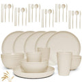 Wheat Straw Dinnerware Sets -DAPIPIK 42 Piece Unbreakable Dinnerware Sets for 6, Kitchen Plates and Bowls Set, Lightweight Camping Plates Cups and Bowls Set.Dishwasher Microwave Safe Dinnerware - color: Beige