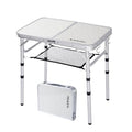 YUFIFAIRY Small Folding Camping Table, 2ft Portable Table with 3 Adjustable Heights, Aluminum Lightweight Foldable Picnic Table with Mesh Layer and Extension Legs for RV, BBQ and Indoor (Silver) - color: Silver