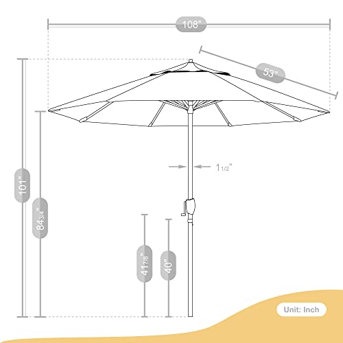 California Umbrella 9' Rd Sunbrella Aluminum Patio Umbrella, Crank Lift, Auto Tilt, Bronze Pole, Iris Fabric - color: Iris