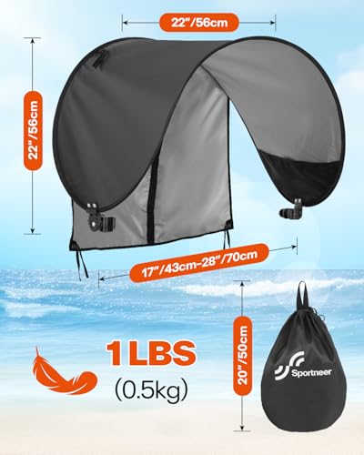 Sportneer Chair Sun Shade: UPF 50+ Universal Chair Canopy with Adjustable Angle & Back Flap, Fits Most Brands’ Beach, Camping, Lawn, Wheelchair, Fishing Chairs - Easy to Use, Lightweight, 1 Pack
