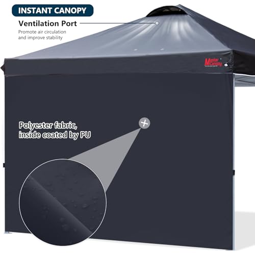 MASTERCANOPY Durable Pop-up Canopy Tent with 1 Sidewall (10'x10',Black) - color: Black, size: 10x10