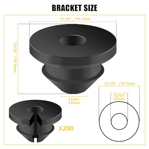 200Pack Rubber Cable Railing Grommets for 1/8" 5/32" 3/16" Cables for Wood/Metal Cable Railing Posts, 1/8" Level line Cable Railing Grommet,Cable Railing kit for Metal Posts…… - size: Horizontal