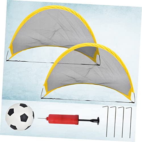2Pcs Soccer Goal Net Set with Inflator Football and Iron Nails Portable Outdoor Training for Boys and Backyard Game