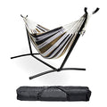 Backyard Expressions - 914921 - Portable Double 2 Person Outdoor Hammock with Stand - Brown and Gray - 9 x 3 Foot Hammock - color: Saharan Nights