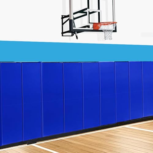 Basketball Wall Panels, 2" Thick Wall Pads for Gym, Gym Wall Padding with Waterproof Leather, Anti Collision Padded Foam Mat Protection for Kids Basketball Hoops - color: Blue, size: 60"x24"x2"