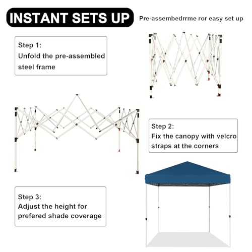 Northroad 8X8 FT Pop Up Canopy, Outdoor Instant Canopy Tent w/Carrying Bag, Portable Gazebo Shelter for Wedding Party,Commercial Event,Patio,Garden,Beach（Lake Blue） - color: Lake Blue, size: 8x8