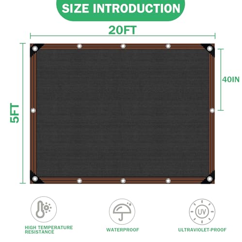 Shade Cloth - for Plants Greenhouse, 70% Sunblock Shade Sails -for Outdoor Garden Pergola Patio Lawn Sun Shade Cloths for Kennel Chicken Coop Easier to Hang Plant Shade Net Cover - size: 5'x20'