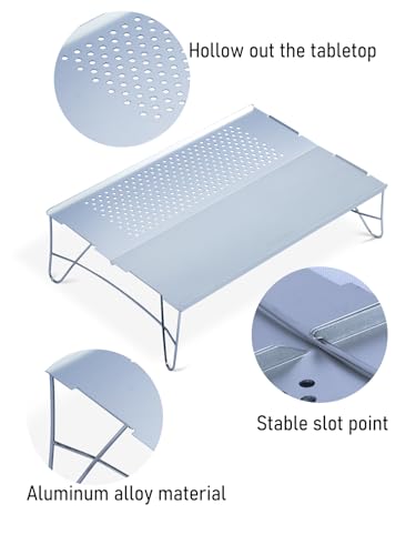 WildCall Ultralight Backpacking Table, Mini Folding Camping Table with Carry Bag, Compact Portable Aluminum Table for Hiking, Backpacking, Cooking, Beach, Travel Gear - color: Silver