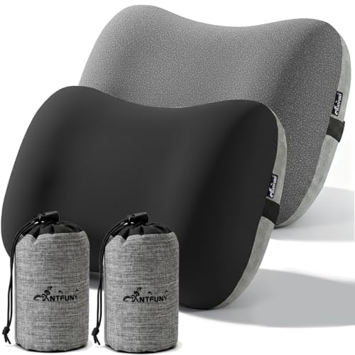 2 Packs Inflatable Neck Pillow for Beach Travel Camping Picnic Small Ultralight Cruise Ship Essentials Summer Vacation Must Have Travel Accessories Trip Necessities Stuff Thing Gift Supplies Gadget - color: 2pcs Black Gray