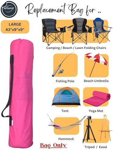 Replacement Bag for Folding Camping Chair, Portable Camp Chair, Hammock, Yoga Mat, Umbrella, Tents, Tripods, Fishing Poles - 420D Oxford Polyester Fabric - color: Pink, size: Large 43"x9"x9"