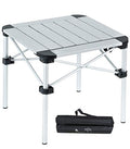 iClimb Lightweight Stable Alu. Folding Square Table Roll Up Top with Carry Bag for Camping Picnic Backyards BBQ Camp Kitchen (Silver, S) - color: Alu Silver, size: Small