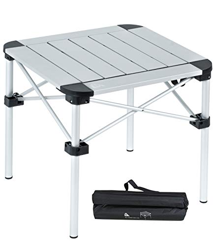 iClimb Lightweight Stable Alu. Folding Square Table Roll Up Top with Carry Bag for Camping Picnic Backyards BBQ Camp Kitchen (Silver, S) - color: Alu Silver, size: Small