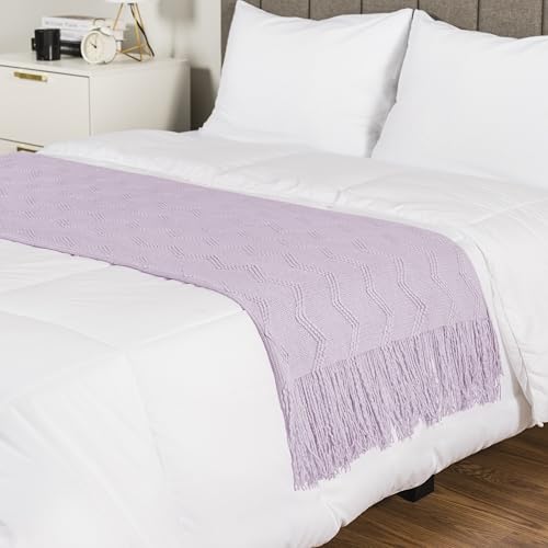 PAVILIA Lavender Purple Knit Throw Blanket for Couch, Twin Bed, Soft Knitted Farmhouse Sofa Throw for Living Room, Lightweight Decorative Summer Blanket for Chair, Outdoor Textured Boho Blanket, 60x80 - color: Lavender Purple, size: 60 X 80 Inches - Twin