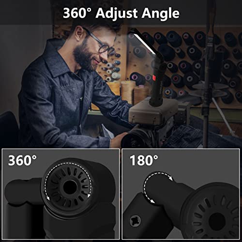 Working Light Portable, Rechargeable Work Lights with Magnetic Base Hanging Hook,360° Rotate 5 Modes,COB LED 800 Lumens Foldable Inspection Light for Car Repair, Grill and Outdoor Use(2pack) - color: Black*2