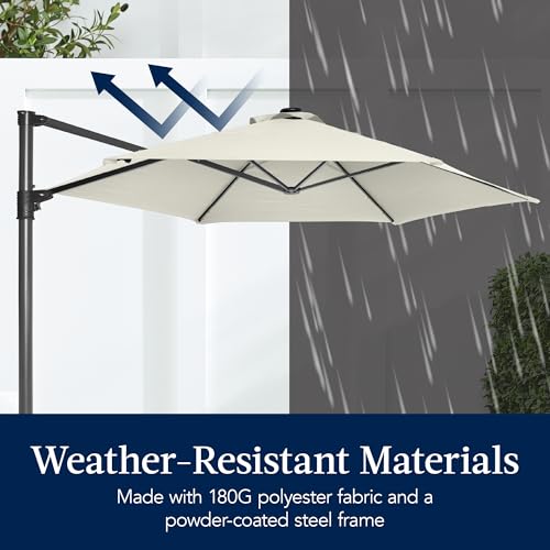 Best Choice Products 10ft Offset Cantilever Hanging Market Patio Umbrella, Smooth 360° Rotation, 8 Sturdy Ribs, Easy Adjustment - Ivory - color: Ivory, size: Offset w/ 360° Rotation