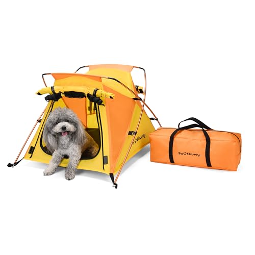 Portable Dog Tent for Small to Medium Sized Pets up to 25lb, Waterproof Dog Tent Outdoor Lightweight with Carrying Bag, Fully Zipped Meshed Door and Window, for Camping, Beach, Backyard - color: Yellow