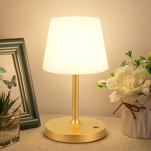 Kakanuo Gold Cordless Shower Lamp Waterproof, Rechargeable Cordless Lamp with 4000mAh Battery, Touch Dimmable Table Lamp for Outdoor, Kitchen, Bathroom, Camping, Patio, IP54 - color: Gold