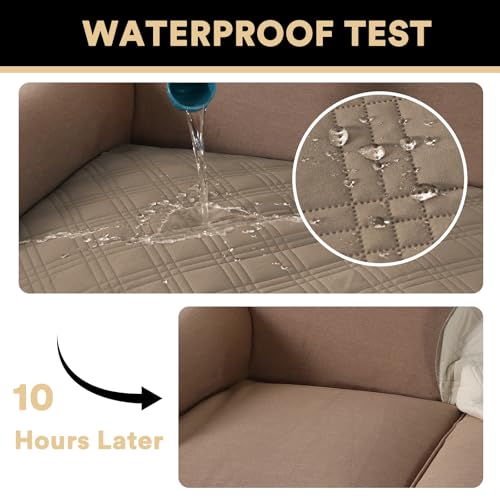 PrinceDeco Waterproof Sofa Bed Cover Washable，Thick Loveseat Couch Covers for 2 Cushion Couch Sofa Pet Friendly, Pet Couch Covers Furniture Protector for Dogs Cats ((Taupe,40x48 Inch) - color: Taupe, size: Seat-Loveseat