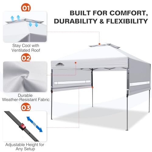 EAGLE PEAK 17x10 Pop up Gazebo Canopy Tent Outdoor Instant Canopy Shelter with Adjustable Dual Half Awnings (White) - color: White