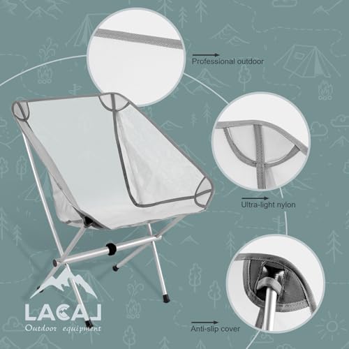 G2 GO2GETHER Ultra-Light Folding Camping Chair, All-Aluminum Frame, Surper Breathable Fabric, Easy to Carry, Compact Storage Size (1, Grey) - color: Grey