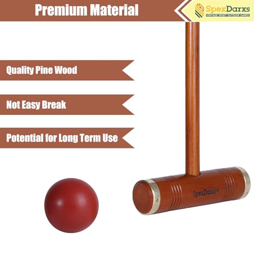 SpexDarxs 35’’Six Player Croquet Set, Deluxe Croquette Kit with Premium Wooden Mallets/Colored/Balls/Wickets/Stakes/Carrying Bag, Classic Outdoor Backyard Lawn Games for Teens Adults Family - color: Mahogany Color
