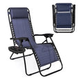 Zero Gravity Lounge Chair Adjustable Outdoor Reclining Chair Folding Patio Anti-Gravity Indoor Outdoor Lounge Chair w/Pillow, Cup Holder (One Chair - NavyBlue) - color: One Chair - Navyblue
