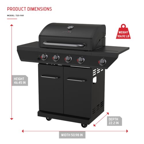 Nexgrill 4-Burner Propane Gas Grill with 2-In-1 Charcoal Tray & Side Burner, Stainless Steel Frame, 626 SQ In Total Cooking Space, 60,000 BTUs, BBQ Grill Perfect for Outdoor Gatherings - 720-1141 - style: 4-Burner + Side Burner (Black)