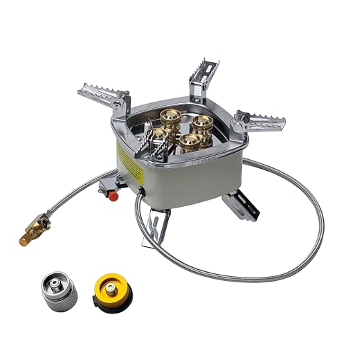 The Bincho Grill Charcoal Starter Gas Burner – 12,800W High Heat Mini Stove with 4 Heads – For Chimneys to Light Binchotan & BBQ Charcoal – Portable Propane/Butane Camping Stove with Piezo Ignition