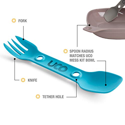 UCO Utility Spork 3-in-1 Combo Spoon-Fork-Knife Utensil - color: Teal/Ember