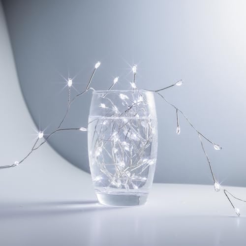 Fairy Lights Plug in, 10 Feet 100LED Cool White Silver Wire Firecracker Firefly Lights with Remote, Waterproof Copper Wire Lights for Bedroom Wreath Window Wedding Christmas Tree Decoration - color: Cool White, size: 10FT