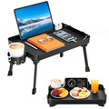 KDD Bed Tray Table with Folding Legs,Breakfast Tray with Removable Cup Holder & Phone Tablet Holder,Foldable Lap Tray for Bed, Sofa,Laptop Desk,Working,Snack, Kitchen Serving Tray,TV Table,Reading