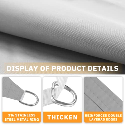 Amagenix Waterproof Sun Shade Sail 8'X10' Light Grey Shade Canopy Curved Edge 95% UV Blocking Awning Shelter for Outdoor Patio Backyard Garden Activities,Customized - color: Light Grey, size: 0 8' X 1 0', style: Waterproof Rectangular
