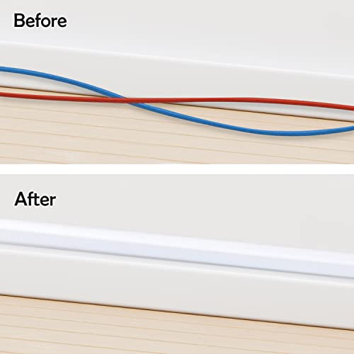 Rubber Bond TV Cord Hider Cable Protector - Strong Self Adhesive Wall Cord Cover Cable Hider - Low Profile Cable Management Wall Cord Concealer Cable Raceway - color: White - Two Thick Cords, size: 8 Feet