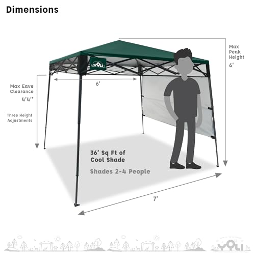 YOLI Go!Shade 36 Instant Pop-Up Canopy, 7x7 Lightweight Backpack Shelter with Attached Wall & UV Protective Top - Deep Forest Green
