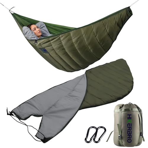 Under Quilts for Hammocks, HIKERBRO Ultralight Hammock Underquilt, Double Size Underquilt for Hammock Camping, Backpacking - color: Army Green (94.5"x51.2" Hammock Quilt)