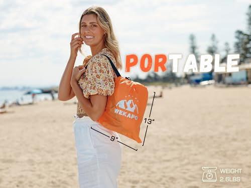 WEKAPO Inflatable Couch Air Lounger Chair - Camping & Beach Accessories, Portable Blow up Sofa for Hiking, Lawn, Indoor/Outdoor Movies & Music Festivals. Lightweight and Easy to Set Up Air Hammock - color: Orange