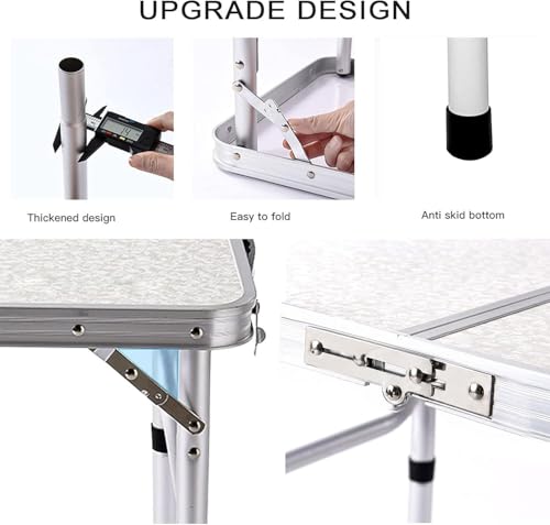 YUFIFAIRY Small Folding Table Portable, 24''L x16''W Foldable Camp Table with 3 Adjustable Height, Indoor Outdoor Lightweight Aluminum for Outdoor Cooking Picnic(10"/19"/27.5" - color: Silver, size: 24''l X16''wx27"h